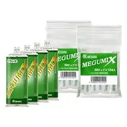セール中! メグロ化学 MEGUMIX メグミックス 2液ウレタン樹脂接着充填剤 お買い得セット 接着剤50mLx4 + チップ12本入りx2 の商品画像です