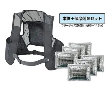 セール中! 日本緑十字社 ピタッと冷却ベスト ブラック フリーサイズ 保冷剤3個ｘ2セット付 375664 の商品画像です