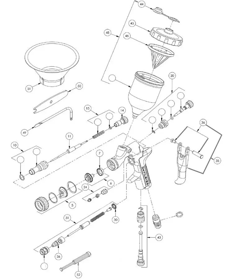 DeVILBISS デビルビス PRO Lite S 小型重力式スプレーガン 部品 の商品画像です