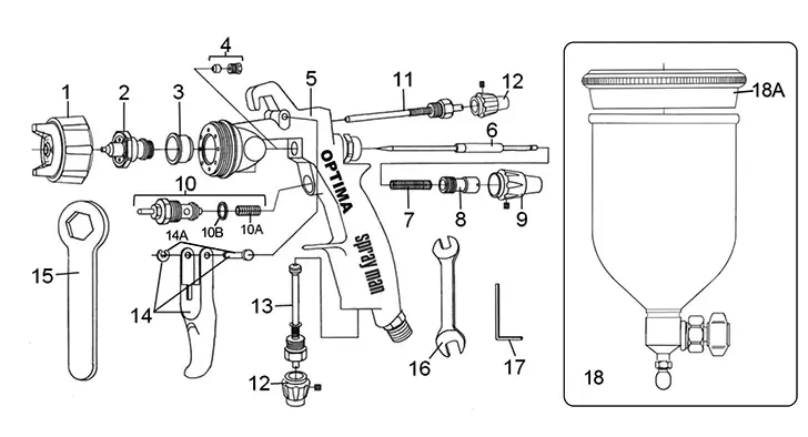恵宏製作所 重力式スプレーガン OPTIMA オプティマ 部品 の商品画像です